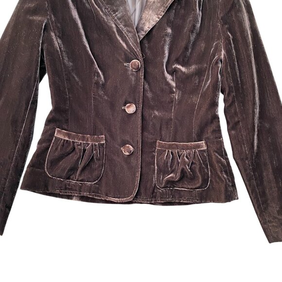 Y2K Velvet Tailored Blazer Brown Dark Academia Holiday Event Whimisigoth-8 - Picture 6 of 16